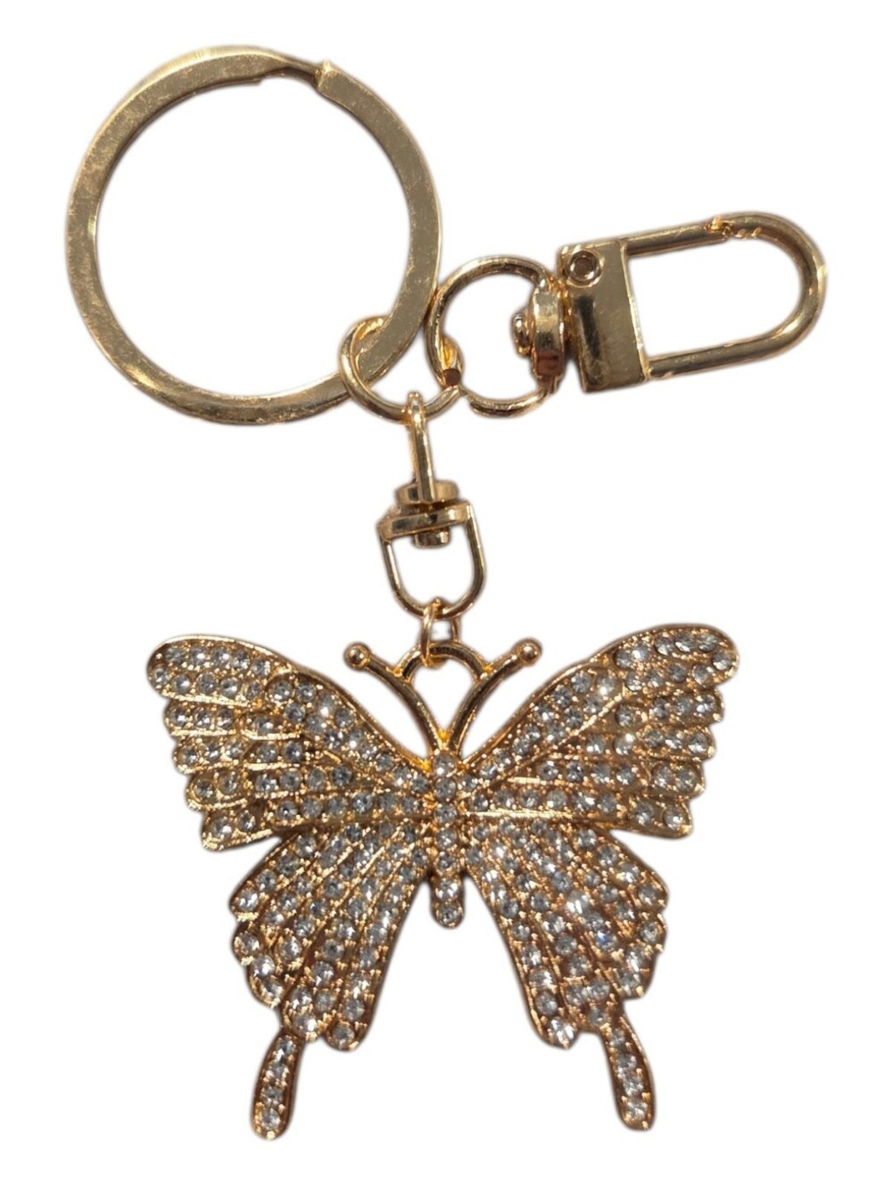 Rhinestone-Encrusted Butterfly Bag Charm Keychain,NEW